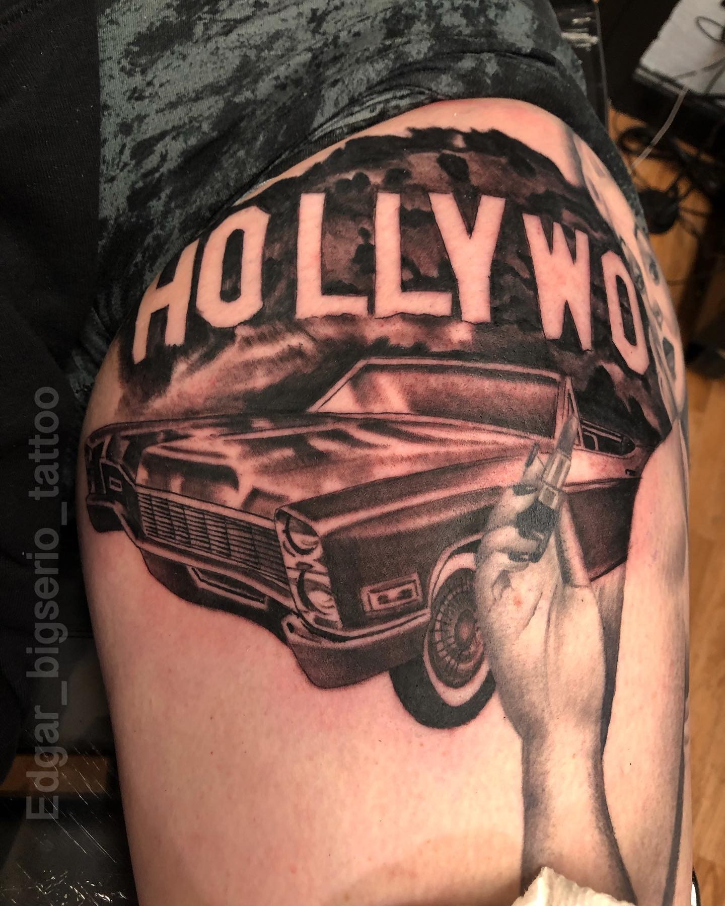 1940 Cadillac Fleetwood Car Tattoo On The Thigh