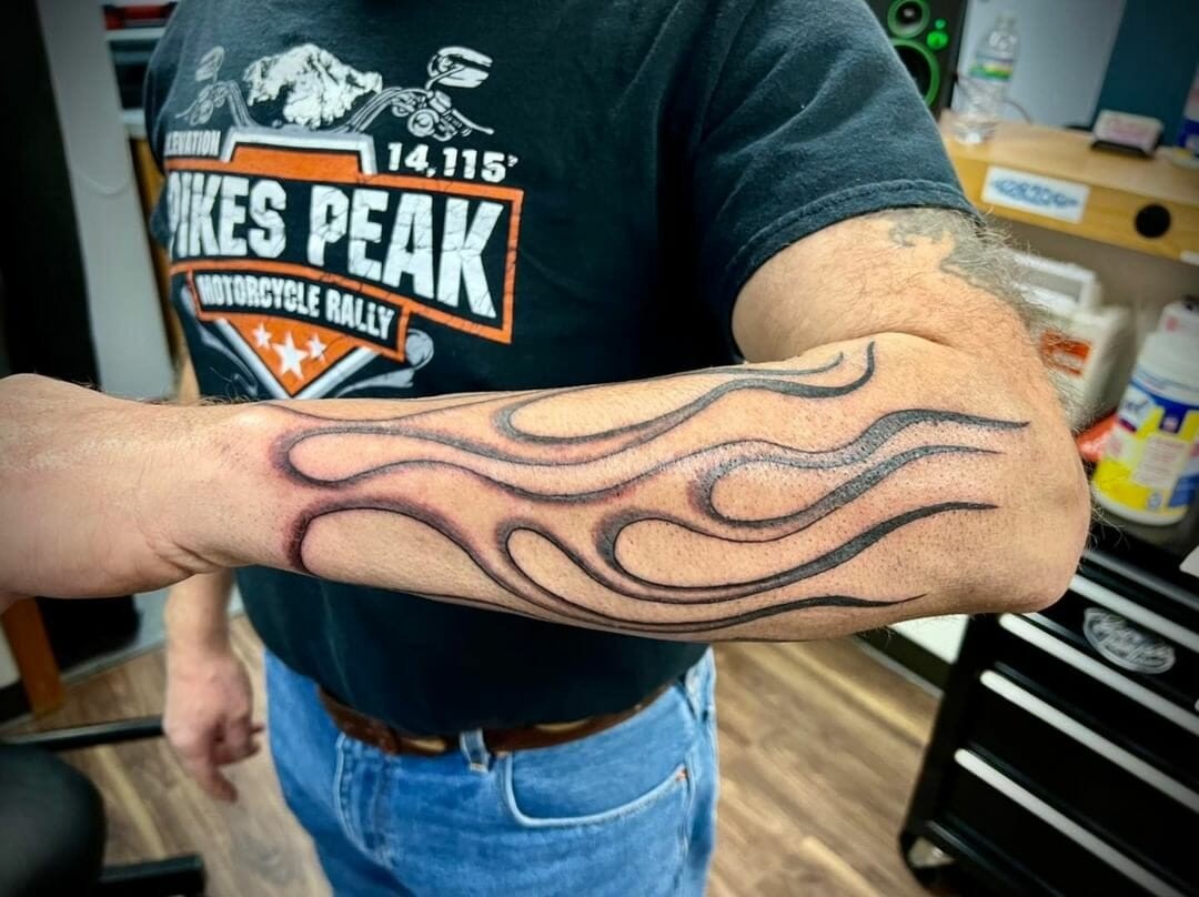 Full Arm Flame Tattoo