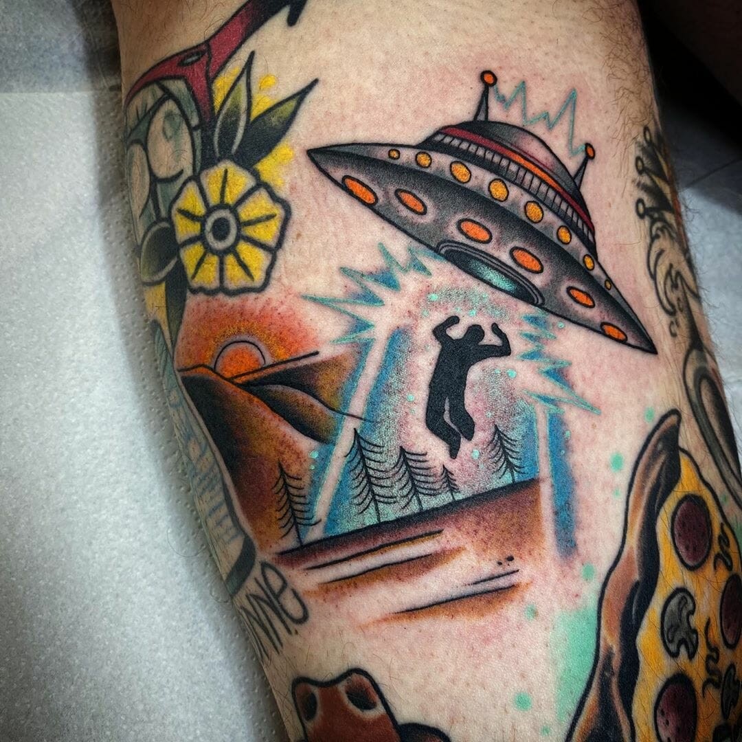 Colorful UFO Tattoo Designs