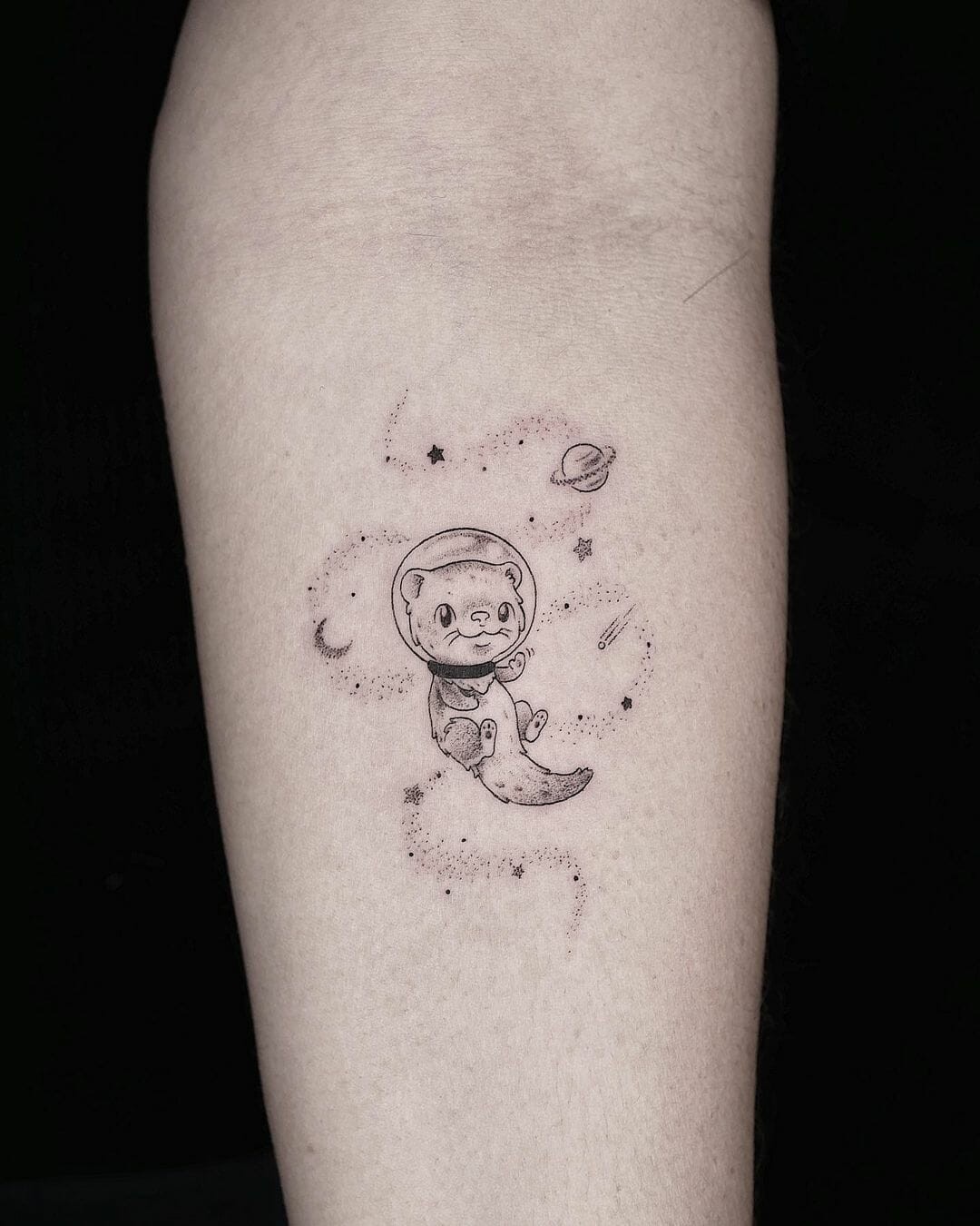 Otter Swimming In The Space Tattoo