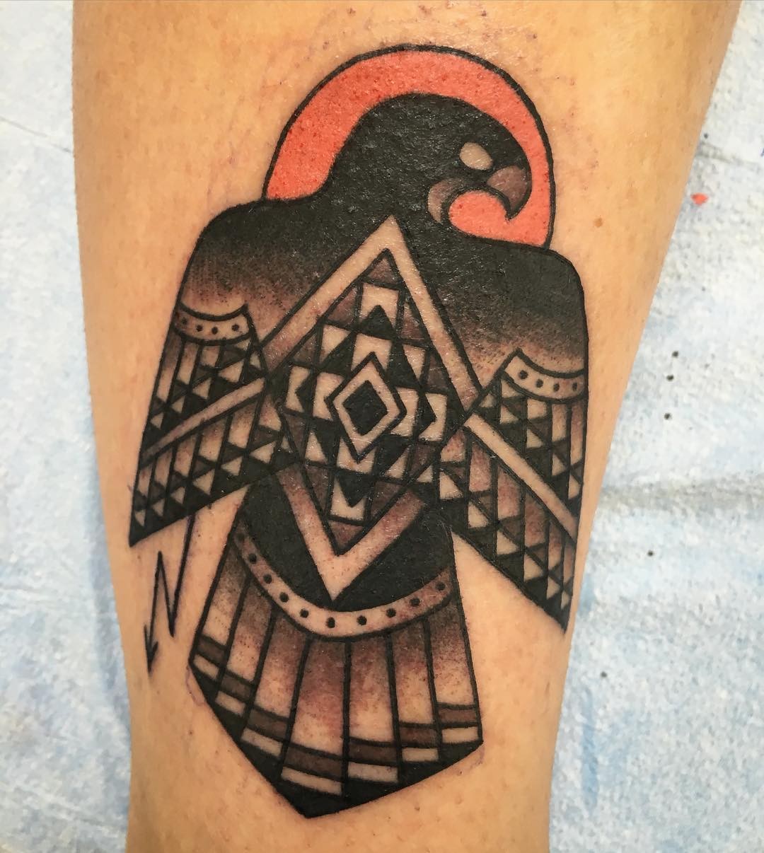 A Simple Blackwork Thunderbird Tattoo