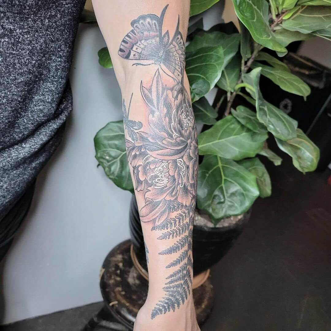 Floral Design Sleeve Tattoo