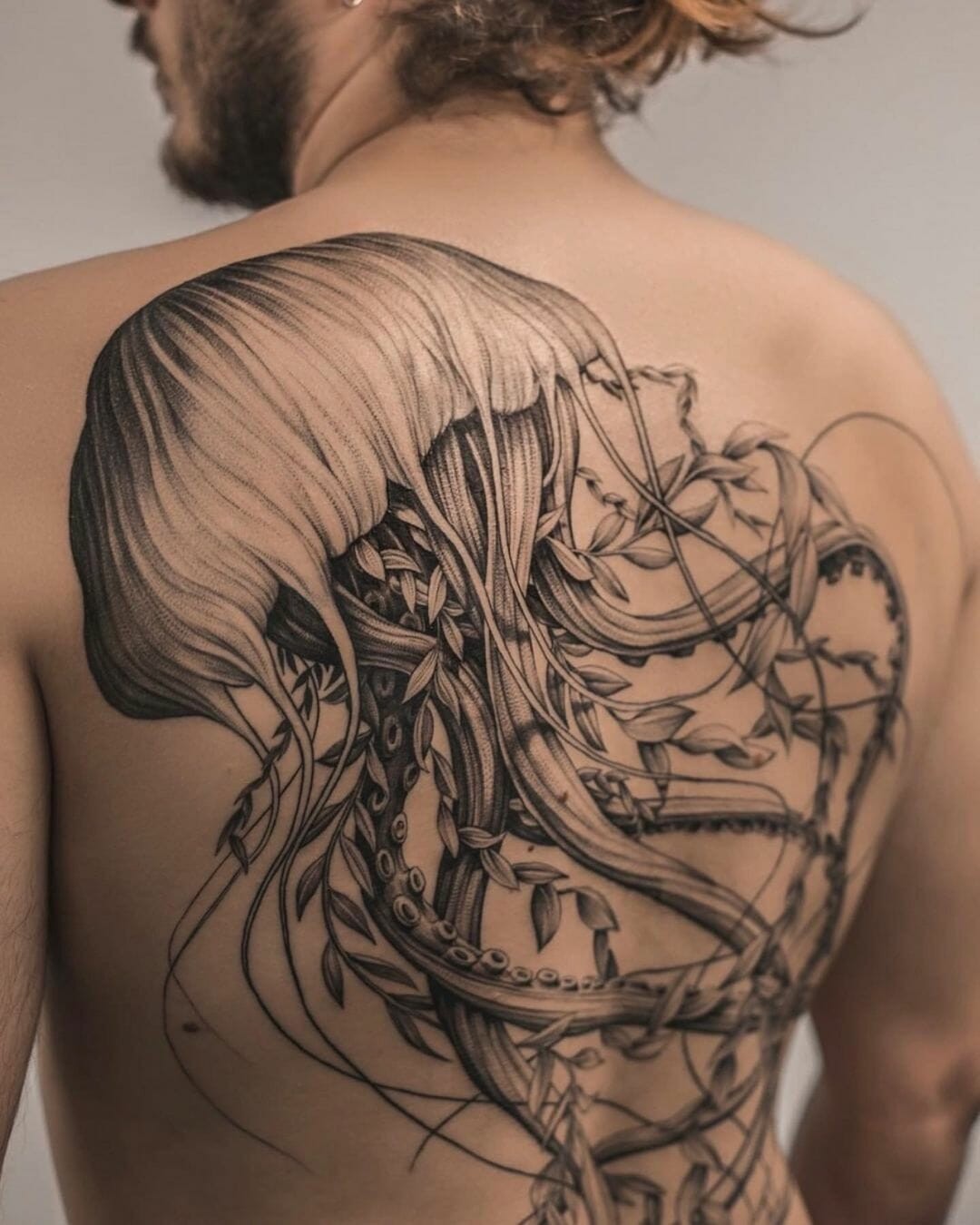 Decorative Full Back Jellyfish Tattoo