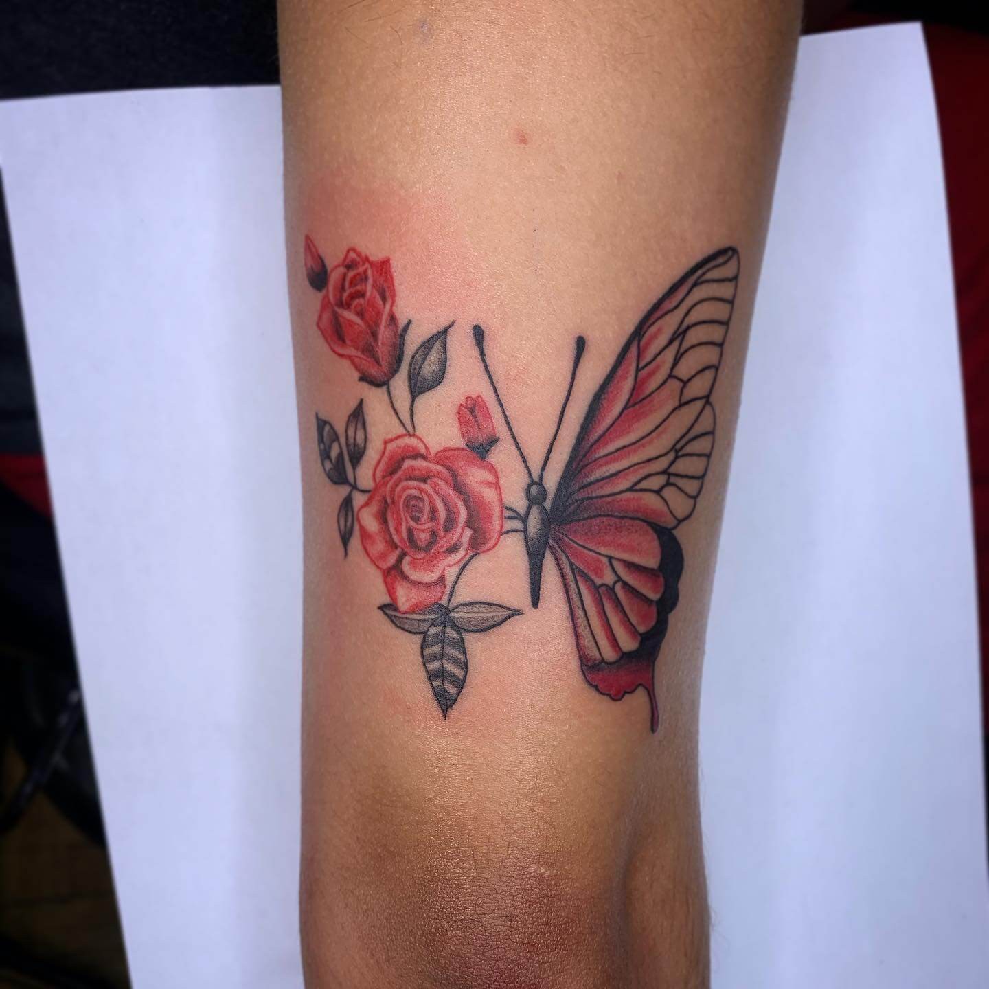 Butterfly Rose Tattoo