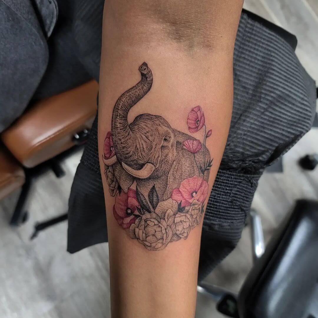 Elephant Stippling Tattoo