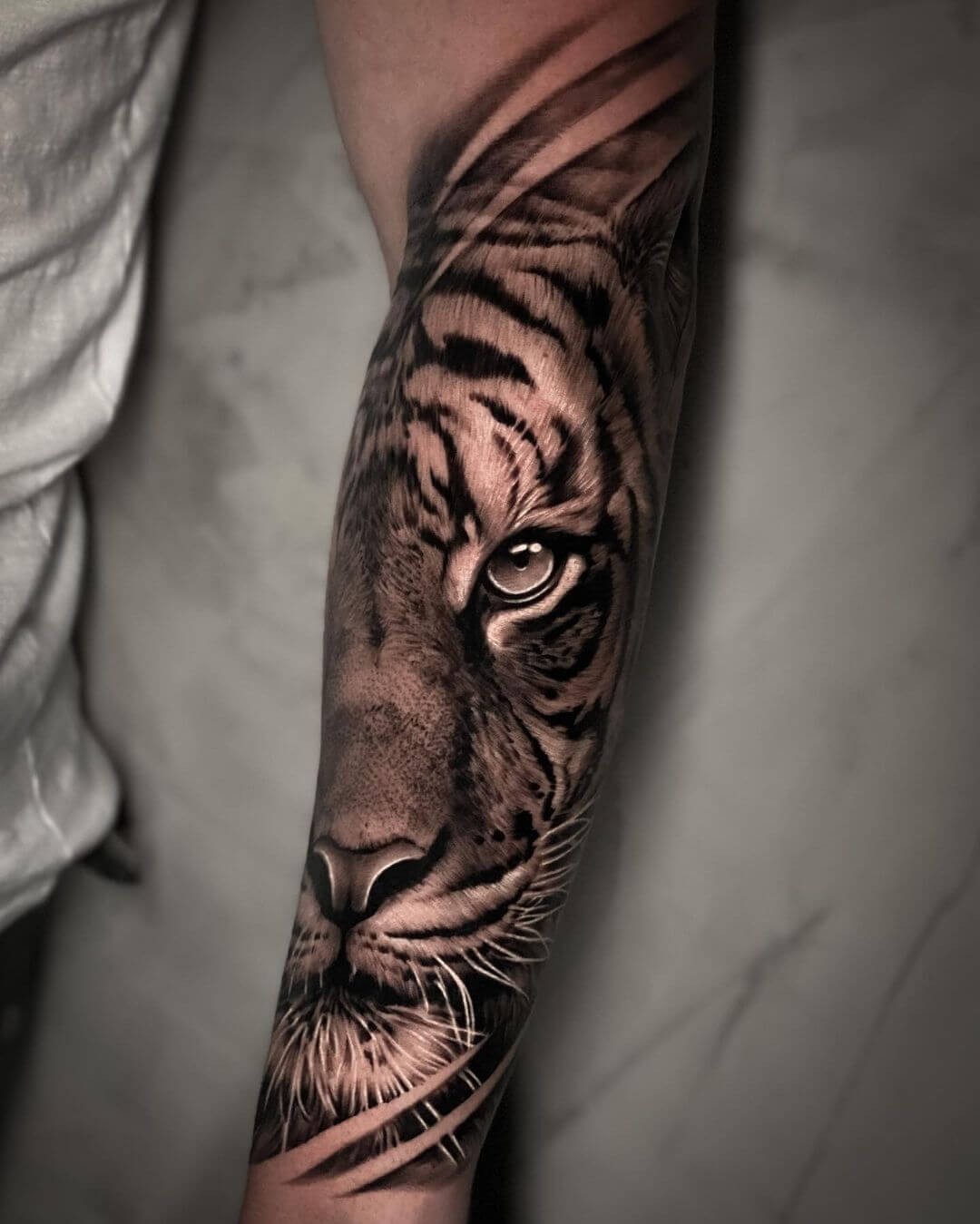 Realistic Black and Grey Tiger Tattoos