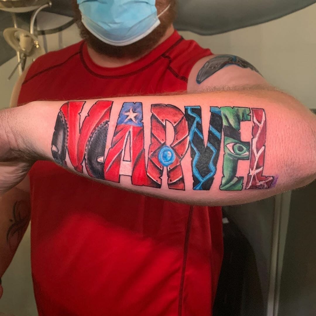 Marvel Logo Superheroes Tattoo