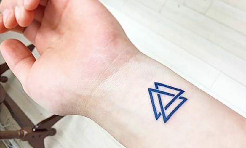 Valknut Symbol Small Blue Tattoo