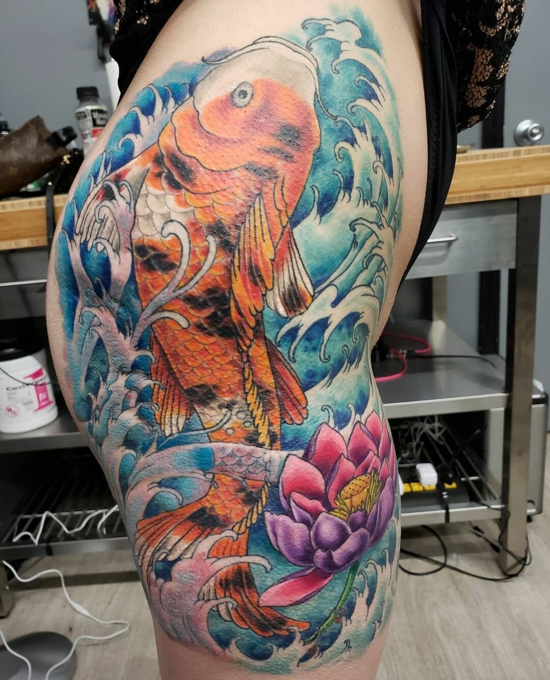 Japanese Water Tattoo Art With Koi Fish