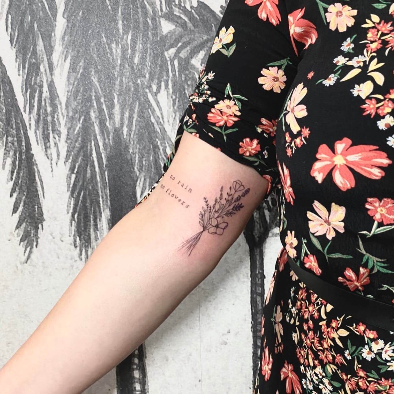 Floral No Rain No Flowers Tattoo