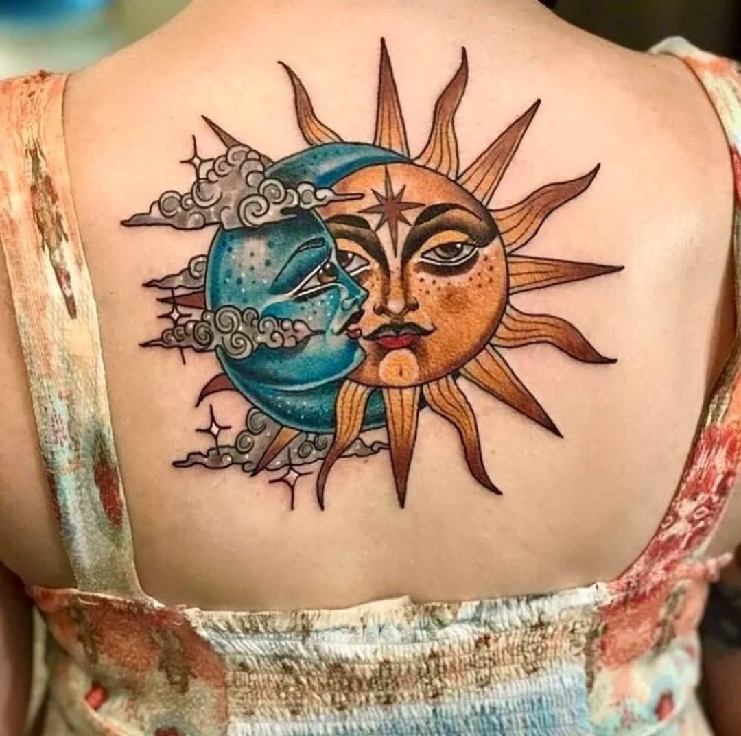 ﻿Hippie Sun And Moon Tattoo