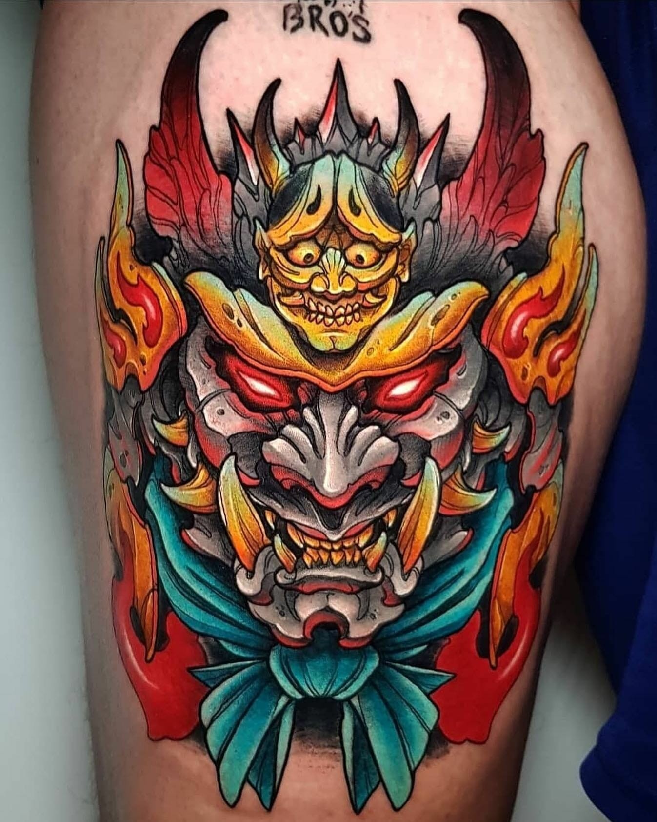 The Glowing Eyes Samurai Mask tattoo