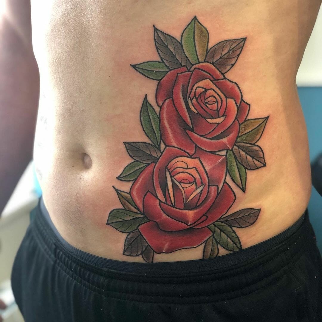 Rose Stomach Tattoo