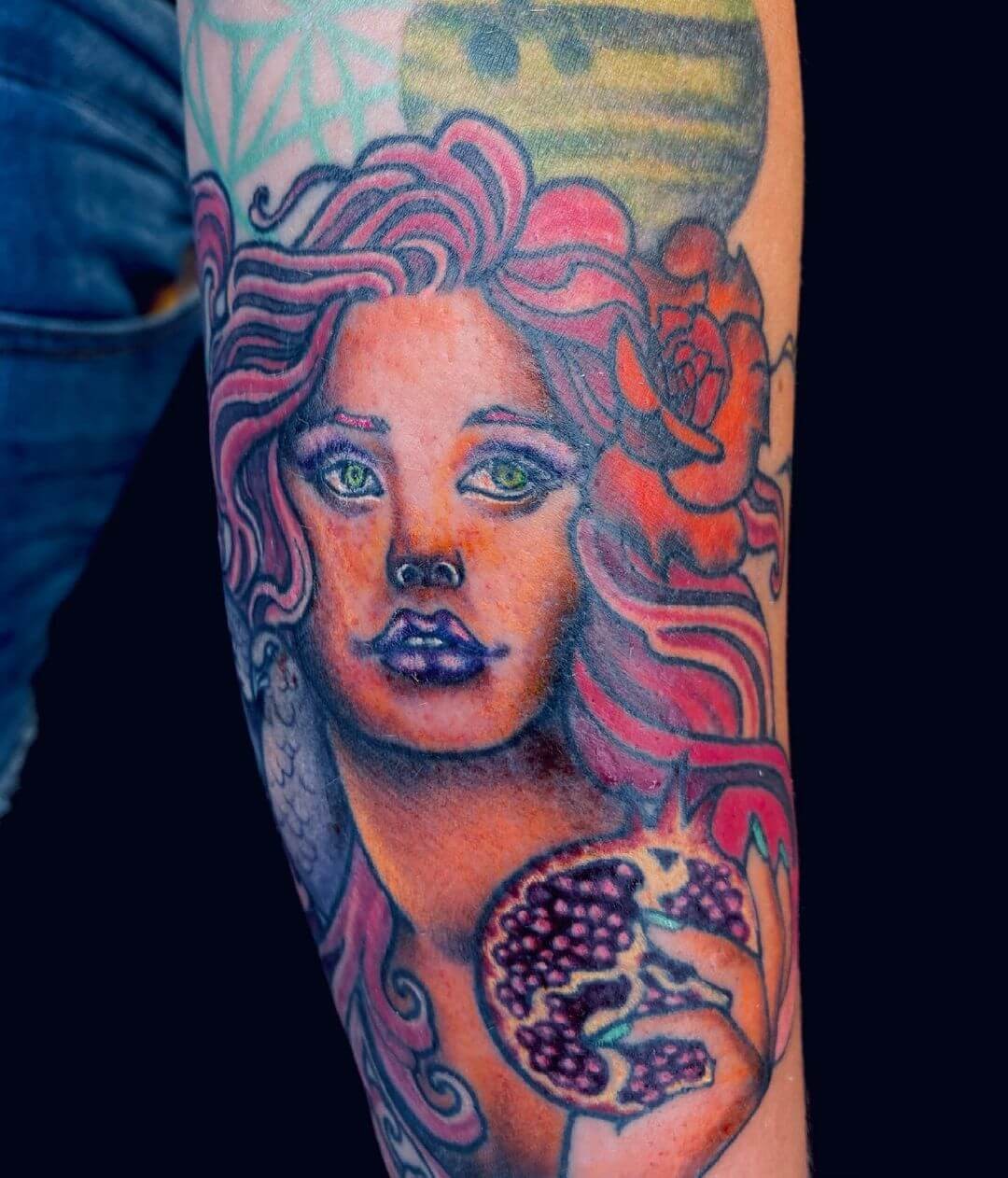 Colorful Tattoos Of Aphrodite’s Face