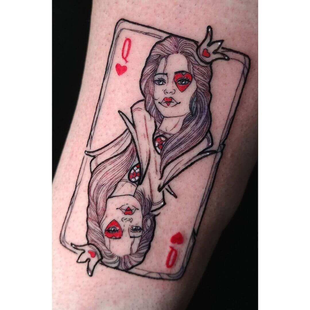 Unique & Red Queen Of Hearts Tattoo