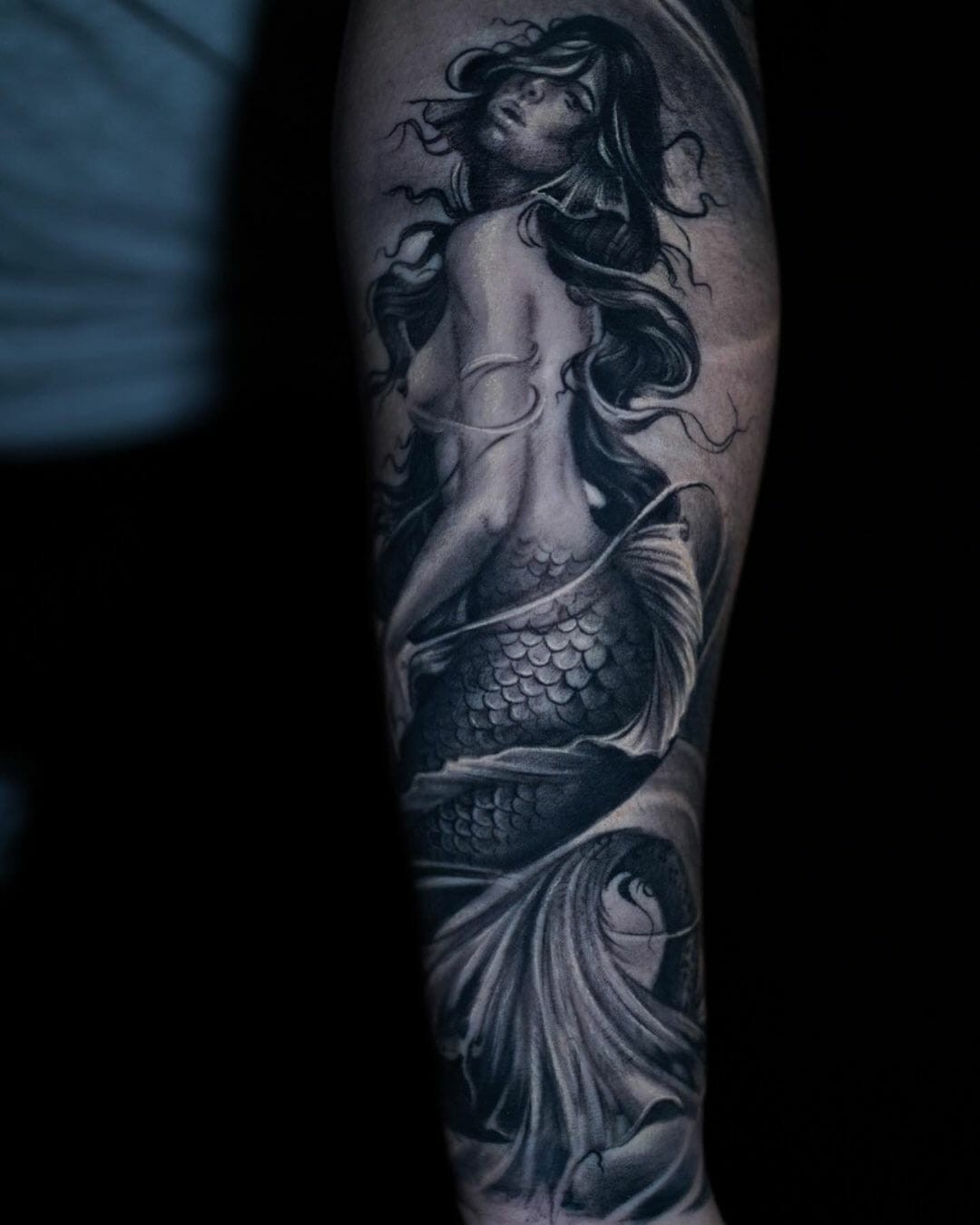 Black Mermaid Tattoo