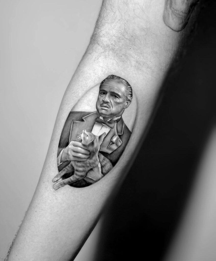 The Godfather tattoo: The horse head image from the film.