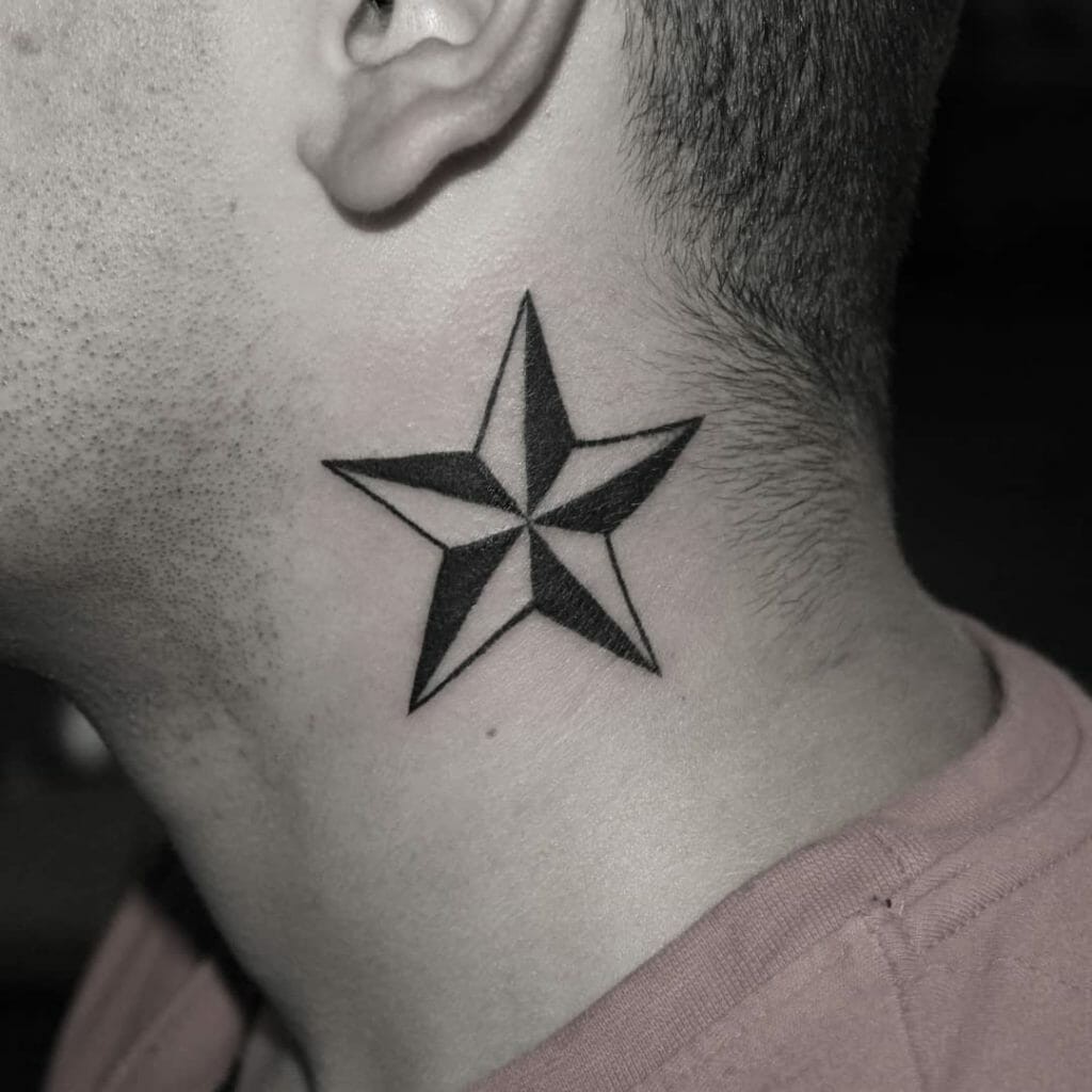 Nautical Star Tattoos on Neck