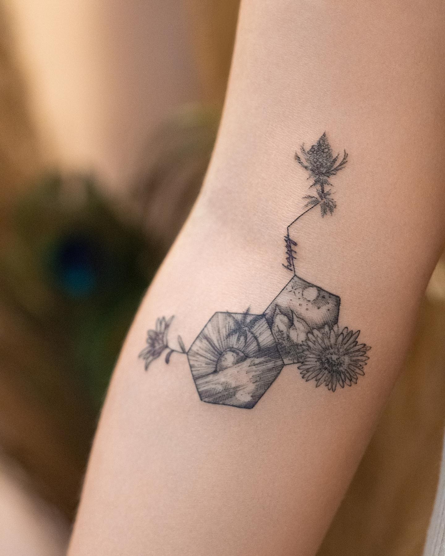 Beauty Of Nature Shaded Molecule Tattoo