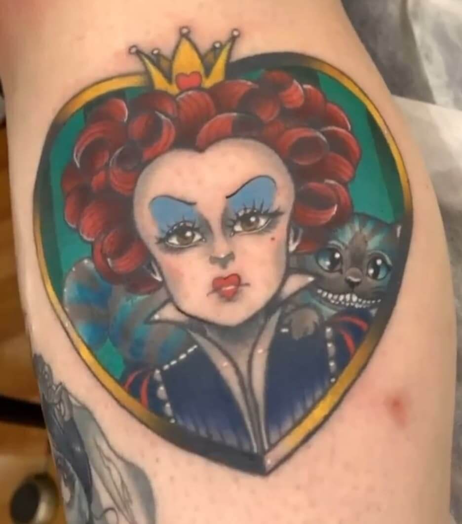 Realistic Movie Inspired Queen Of Hearts Tattoo