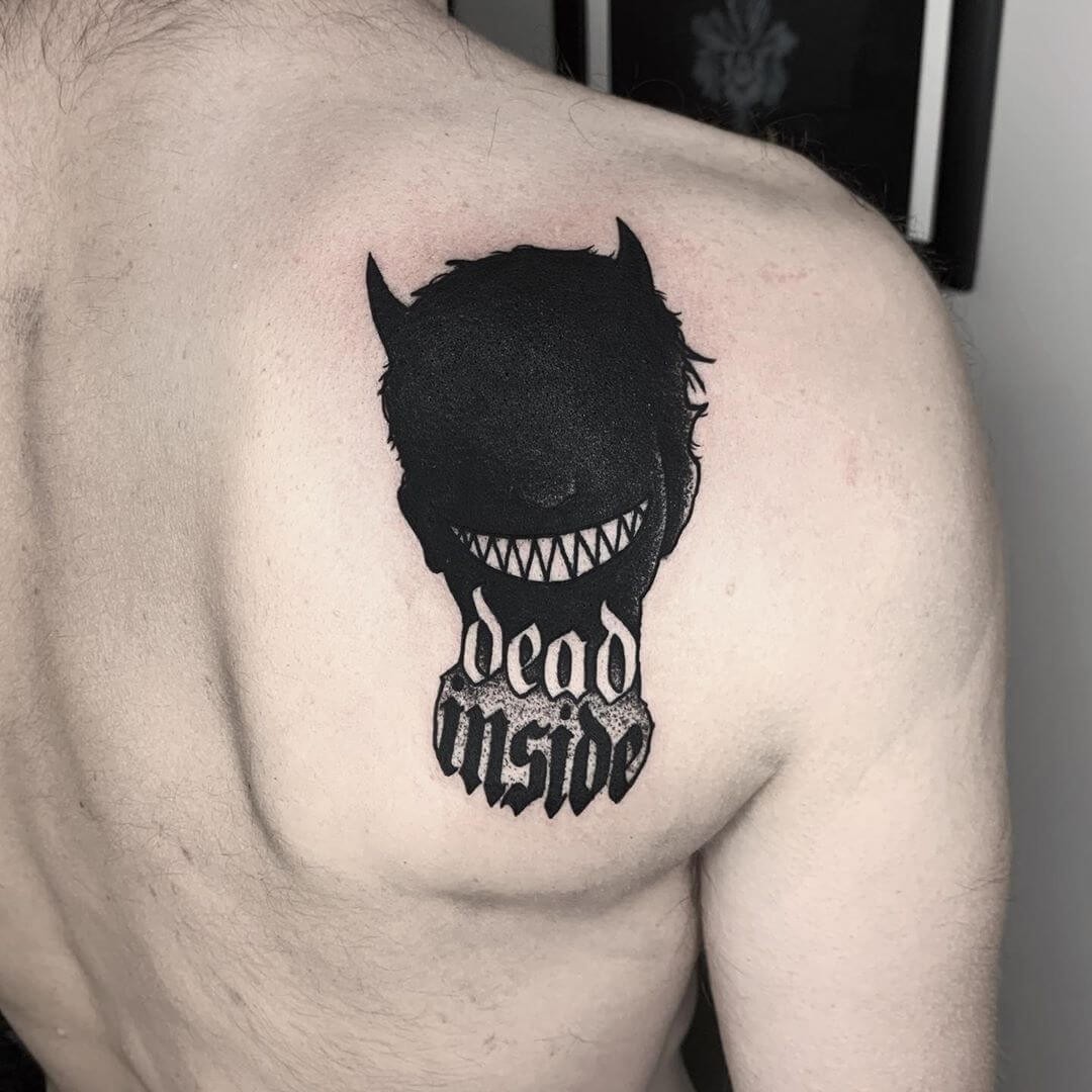 Demon Head Dead Inside Tattoo Design