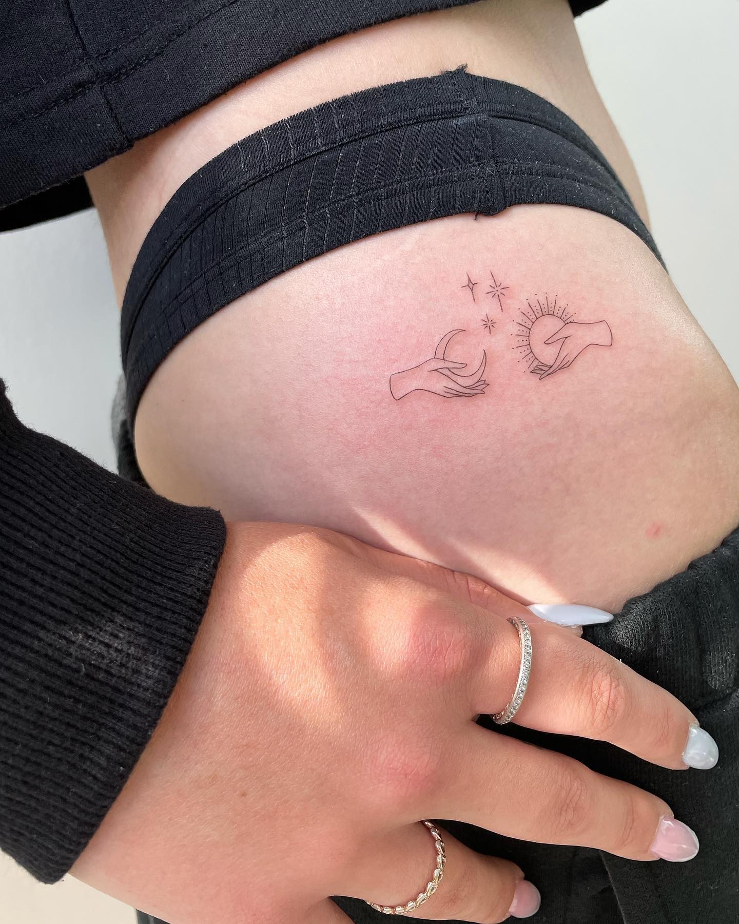 Celestial Bodies Hip Tattoo