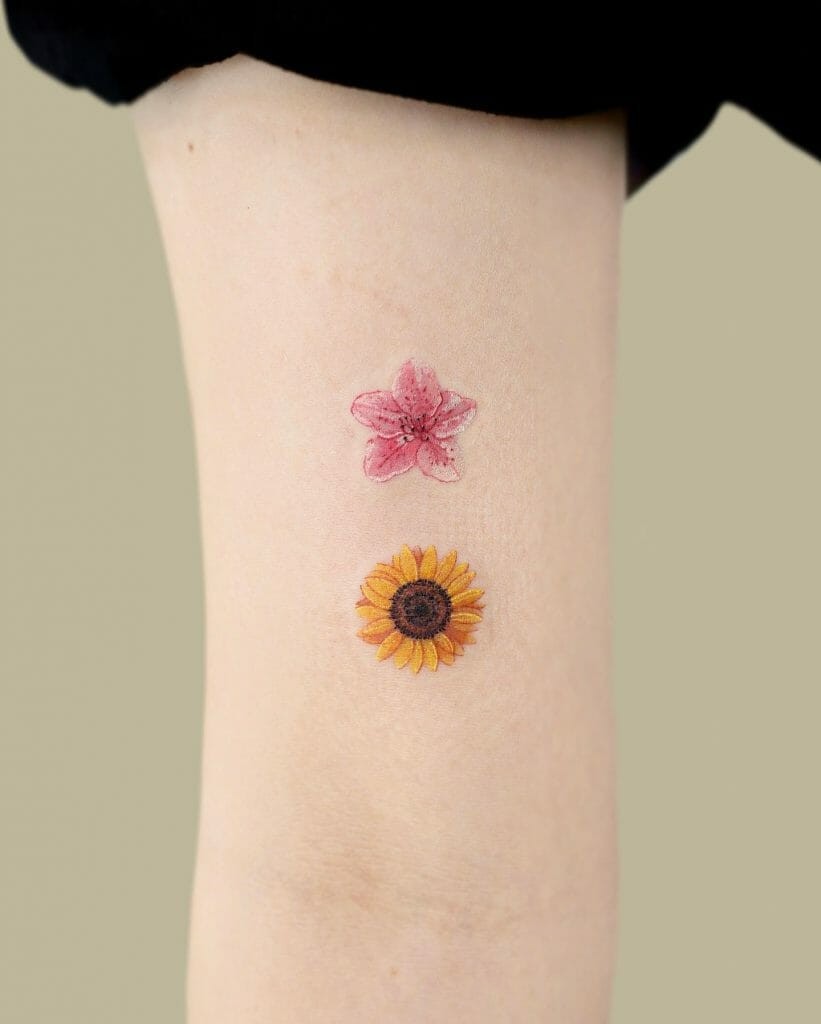 Small Forearm Sunflower Tattoo