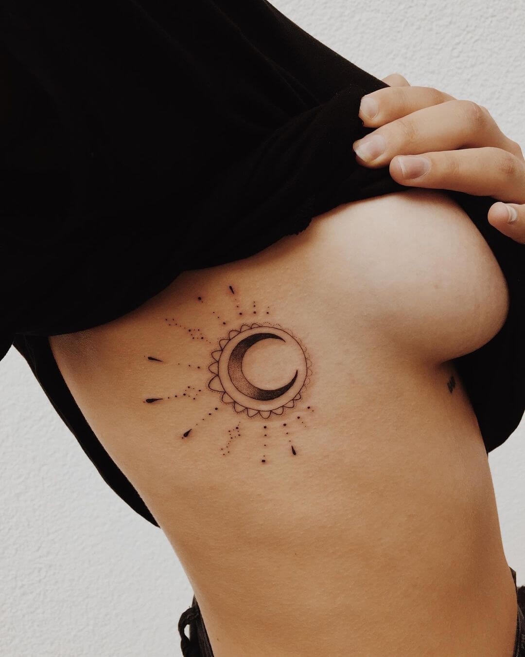 Beautiful Moon Side Boob Tattoo