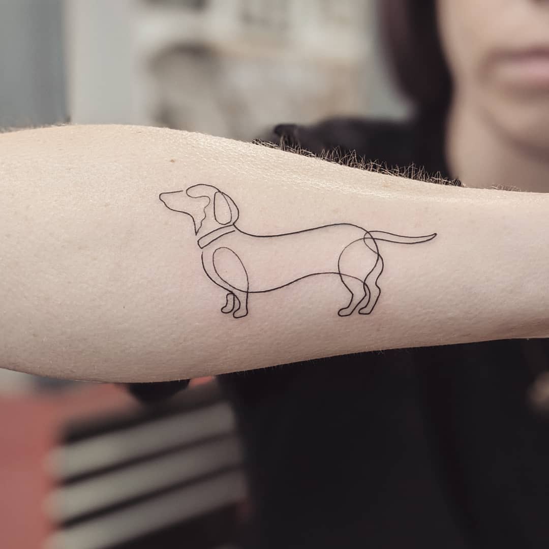 Brilliant And Minimal Picasso Dachshund Tattoo