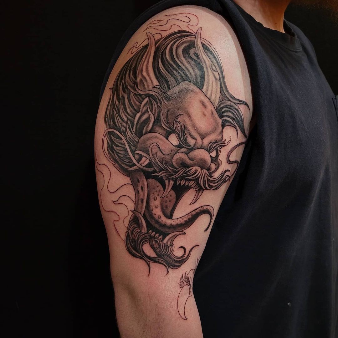 Ferocious Roaring Dragon Tattoo Idea For The Showoffs