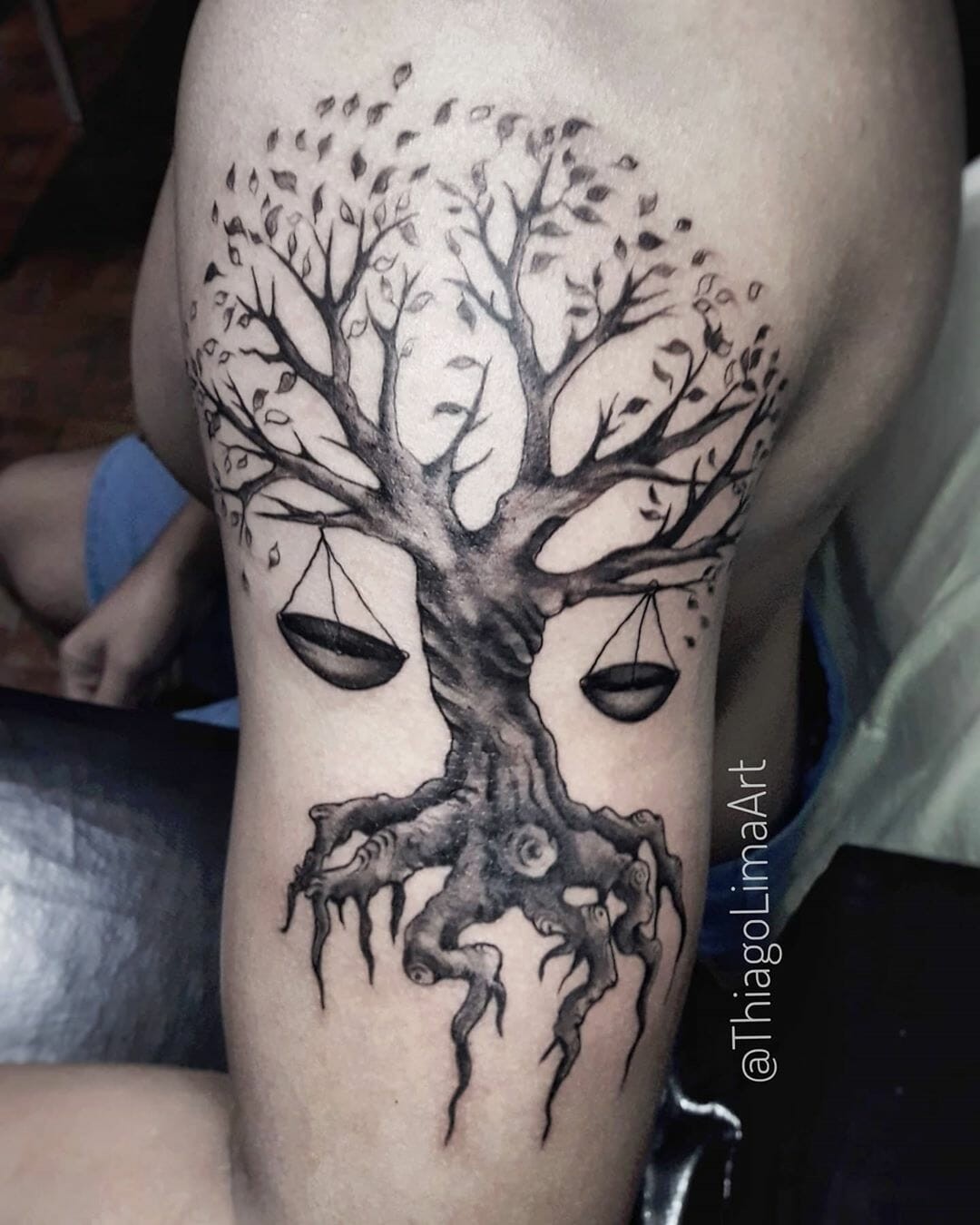 Tree Of Life Viking Warrior Tattoo Over Shoulder