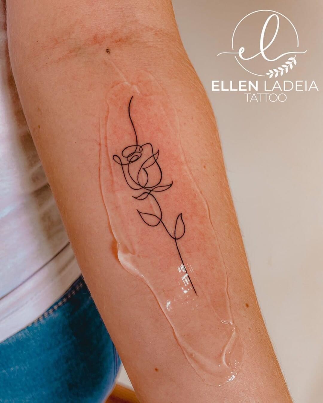 One Line Rose Tattoo