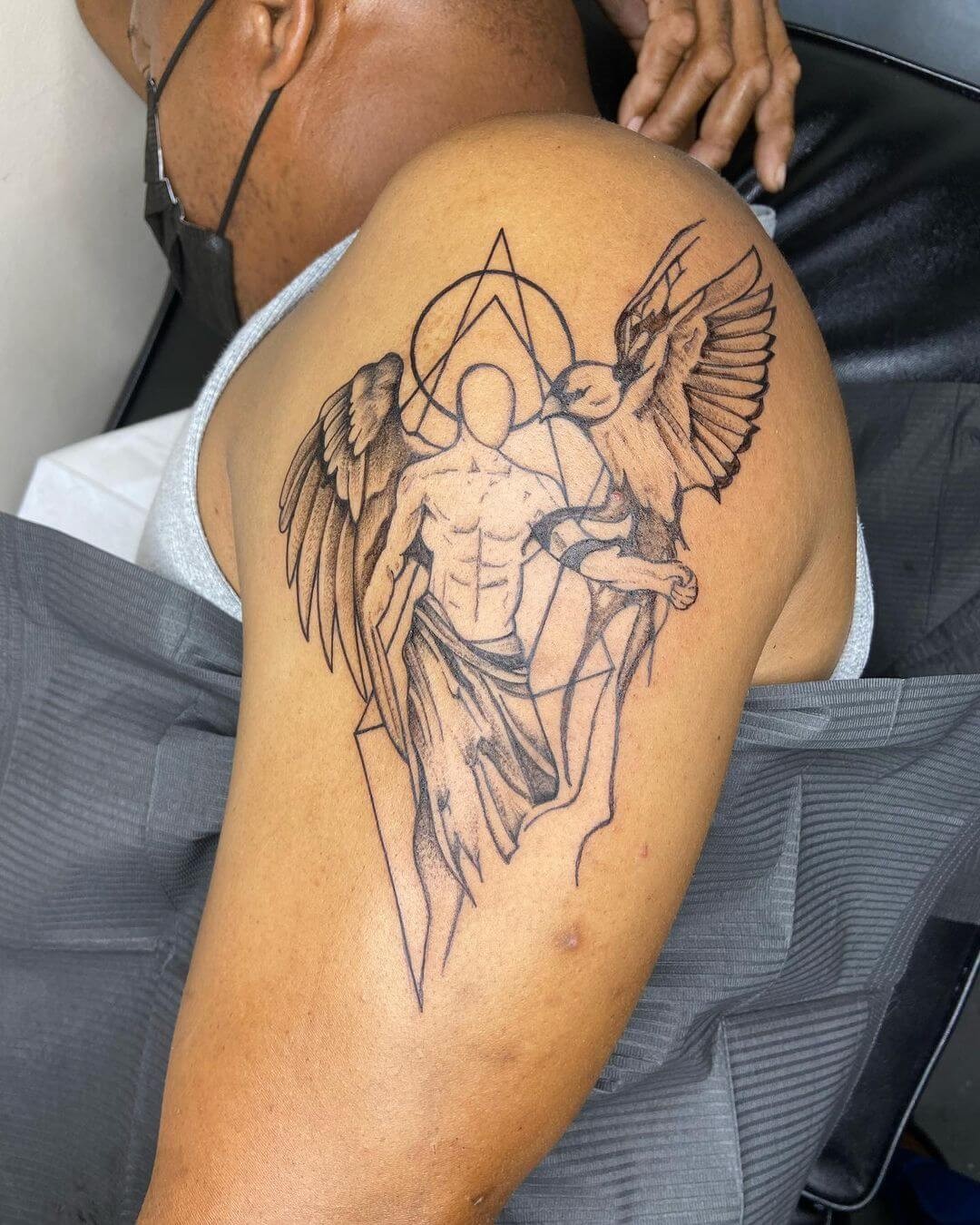 Geometric Angel Tattoo