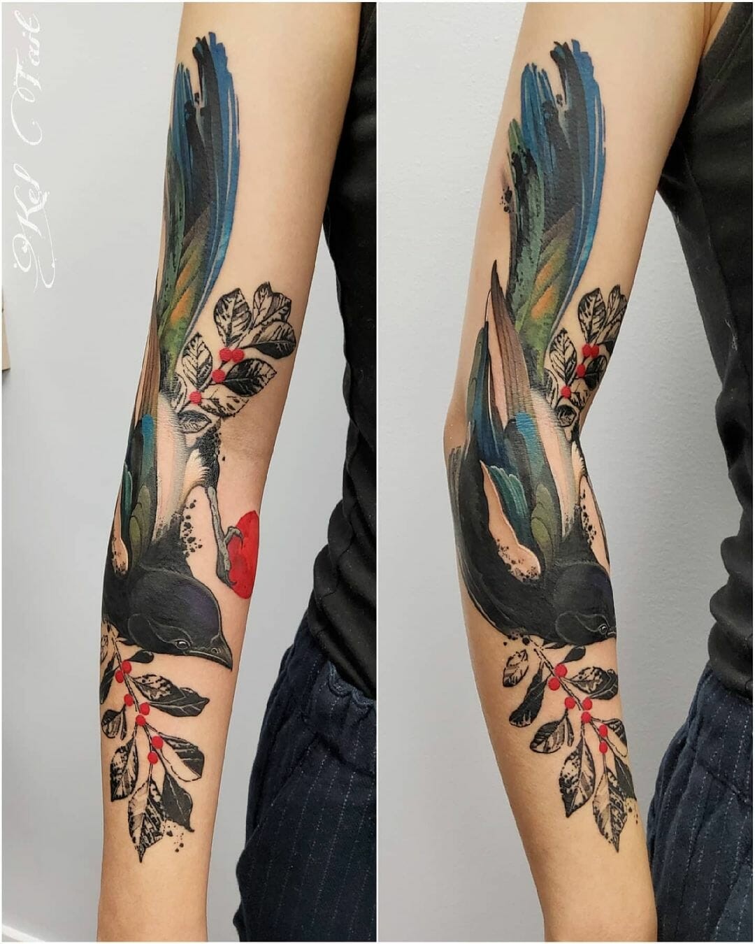 Artistic Magpie Tattoo