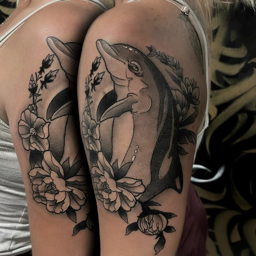 Blackwork Dolphin Tattoo Designs