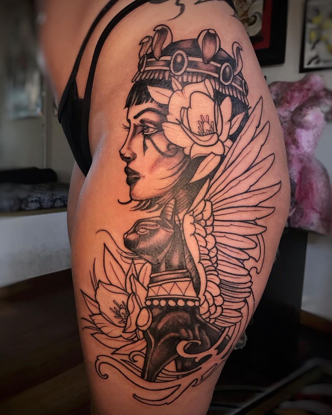 Flower Clad Cleopatra Tattoo