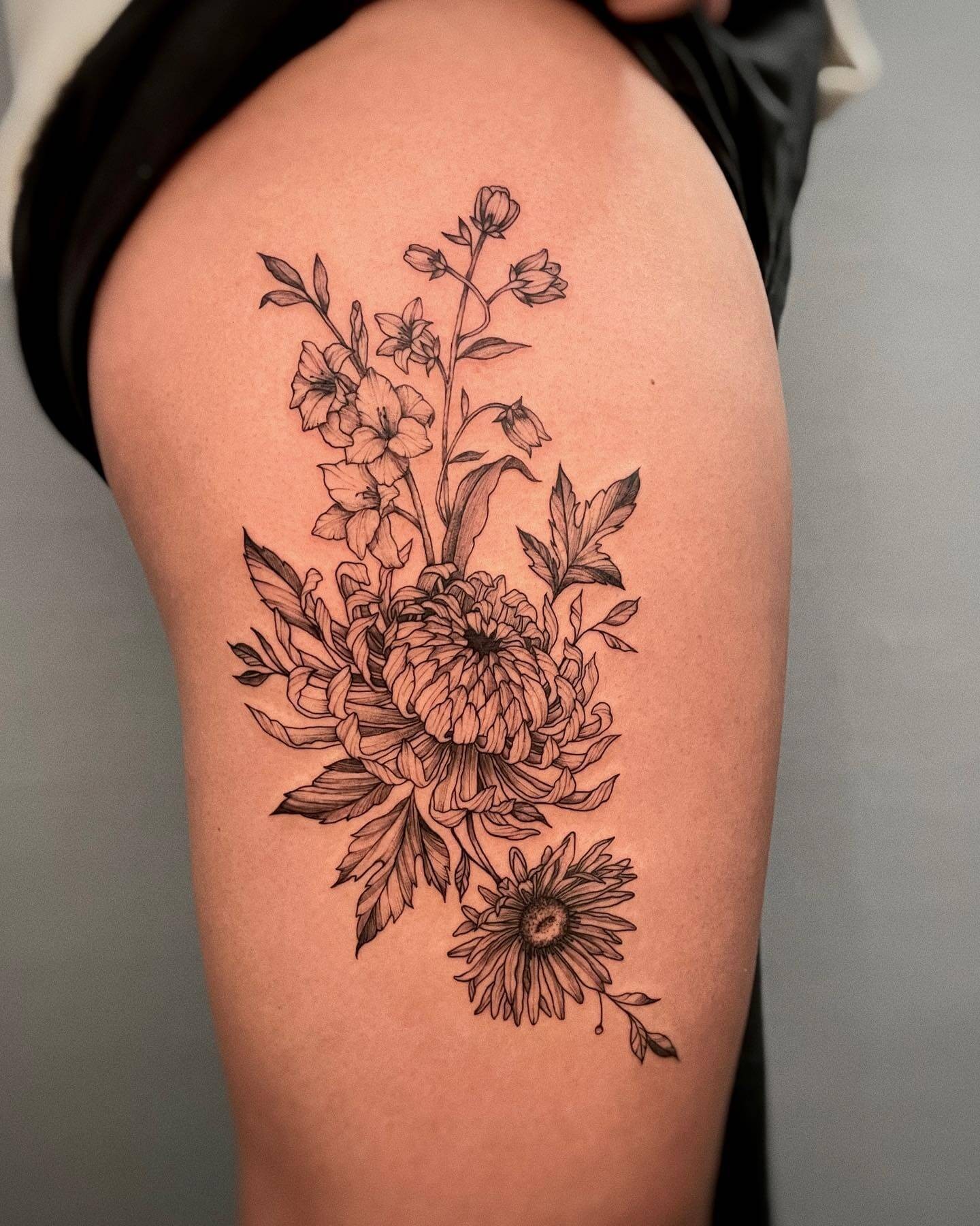 Lily Of The Valley Tattoo On Thigh