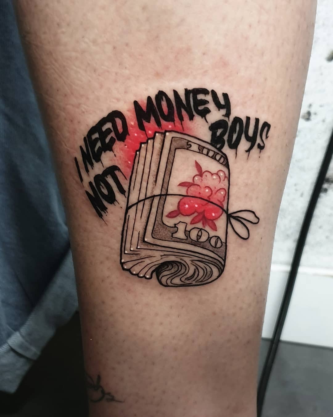 Girl Power 100-Dollar Bill Tattoo