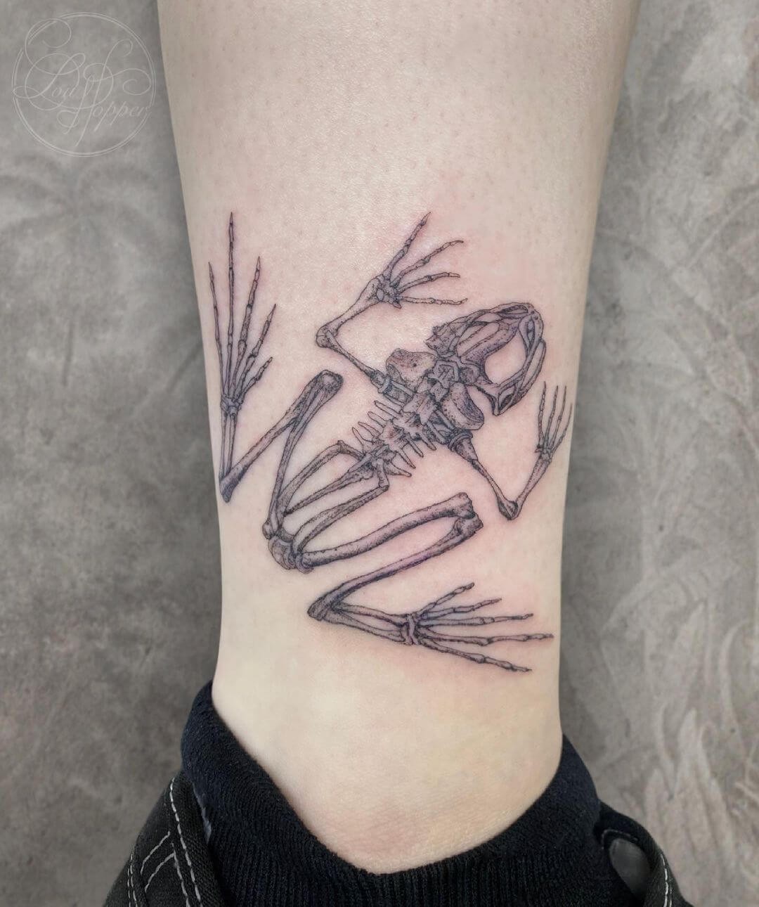 Etched Tattoo of Bone Frog