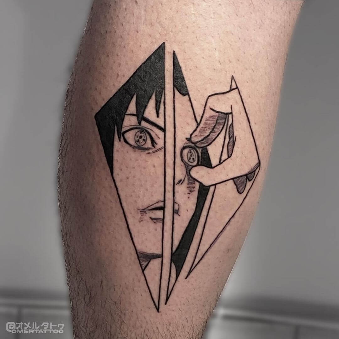 Iconic Black And White Sasuke Uchiha Tattoo