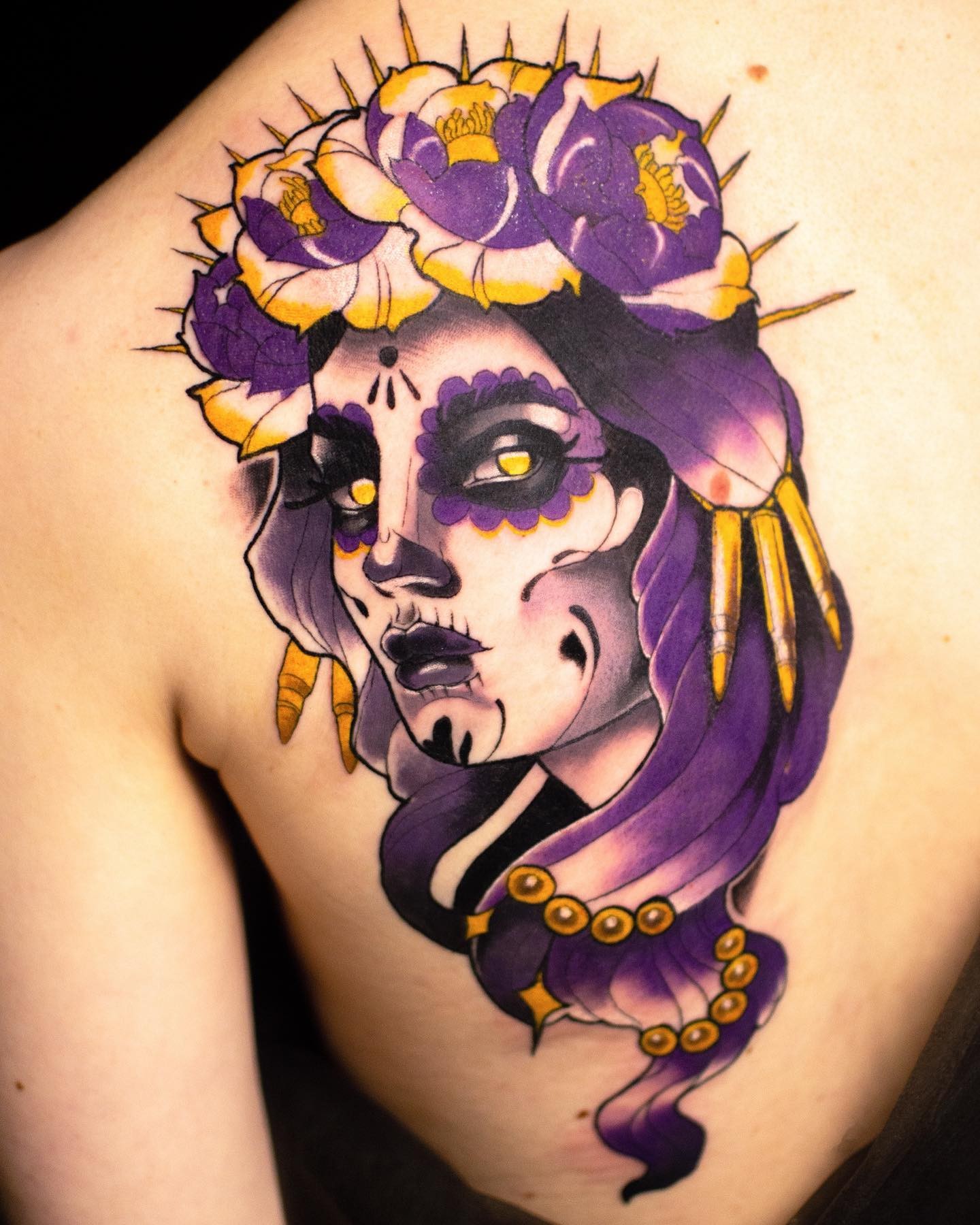 Colorful Sugar Skull Tattoo