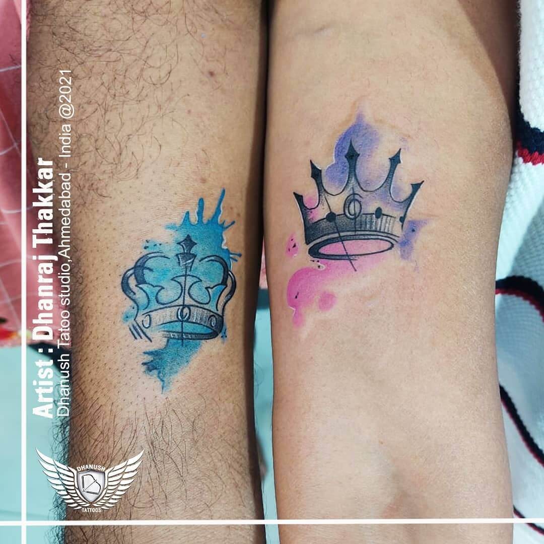 King And Queen Watercolour Tattoo