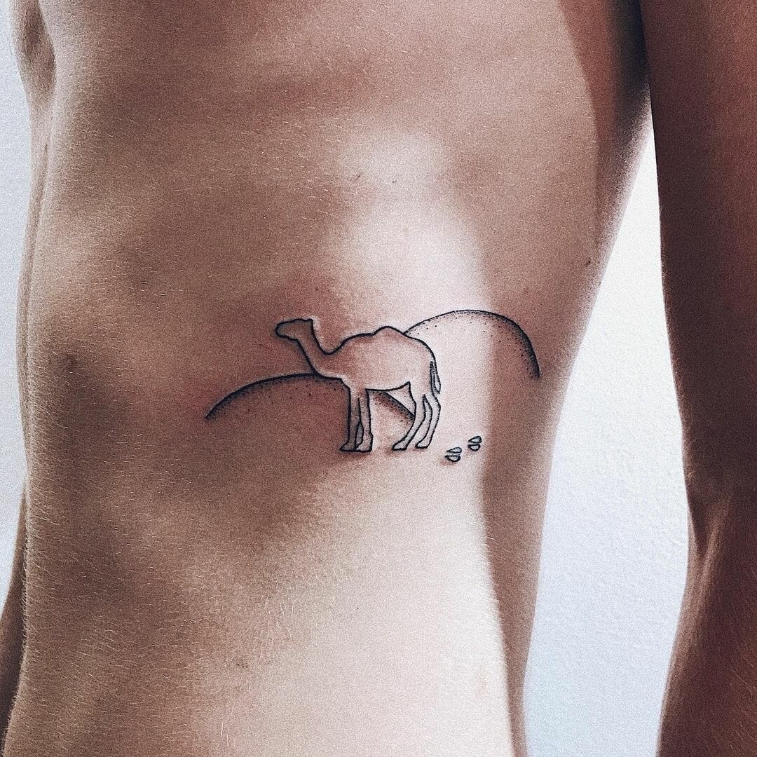 Desert Camel Outline Tattoo