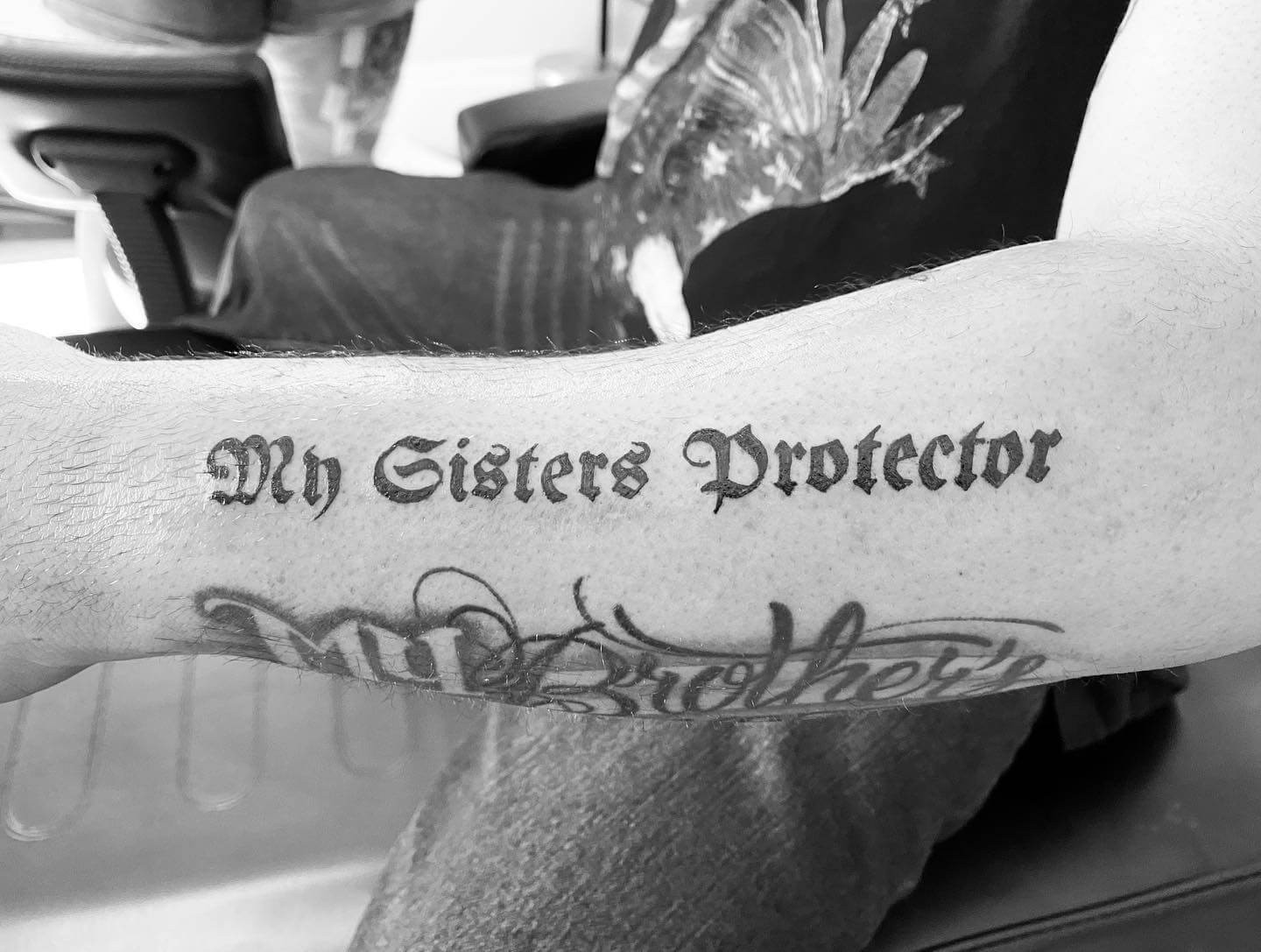 My Sister’s Protector Tattoo On Forearm