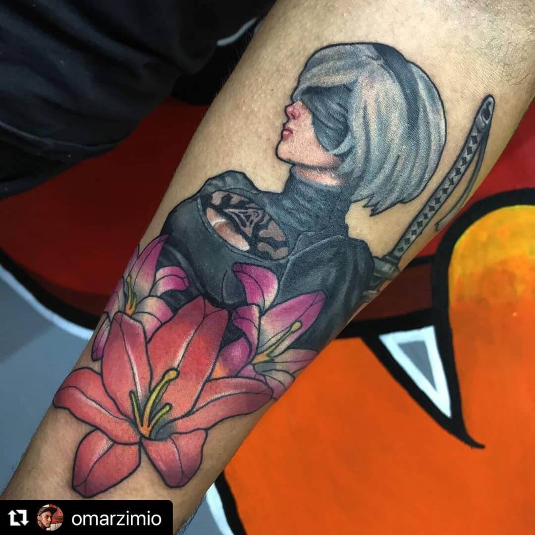 Colourful Nier Automata Tattoo