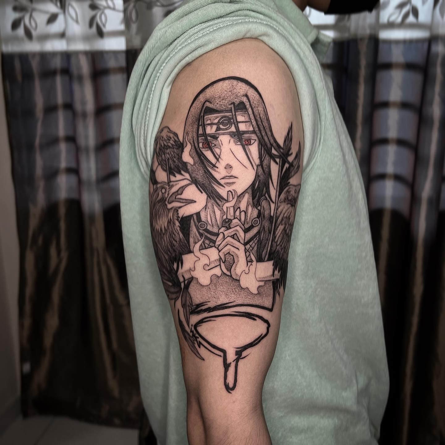 Unique Crow And Itachi Tattoo