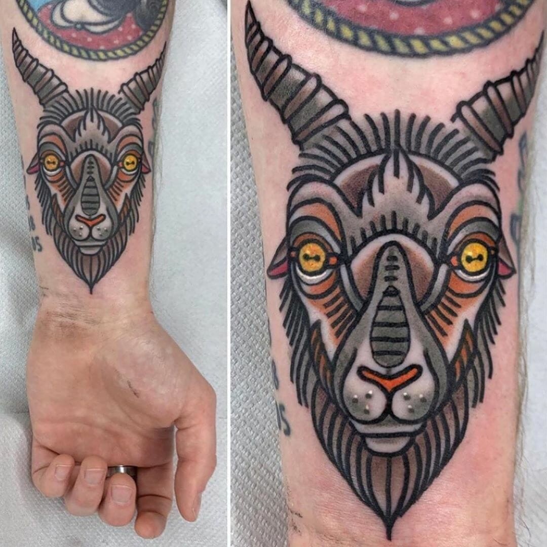 Geometric Goat Tattoo