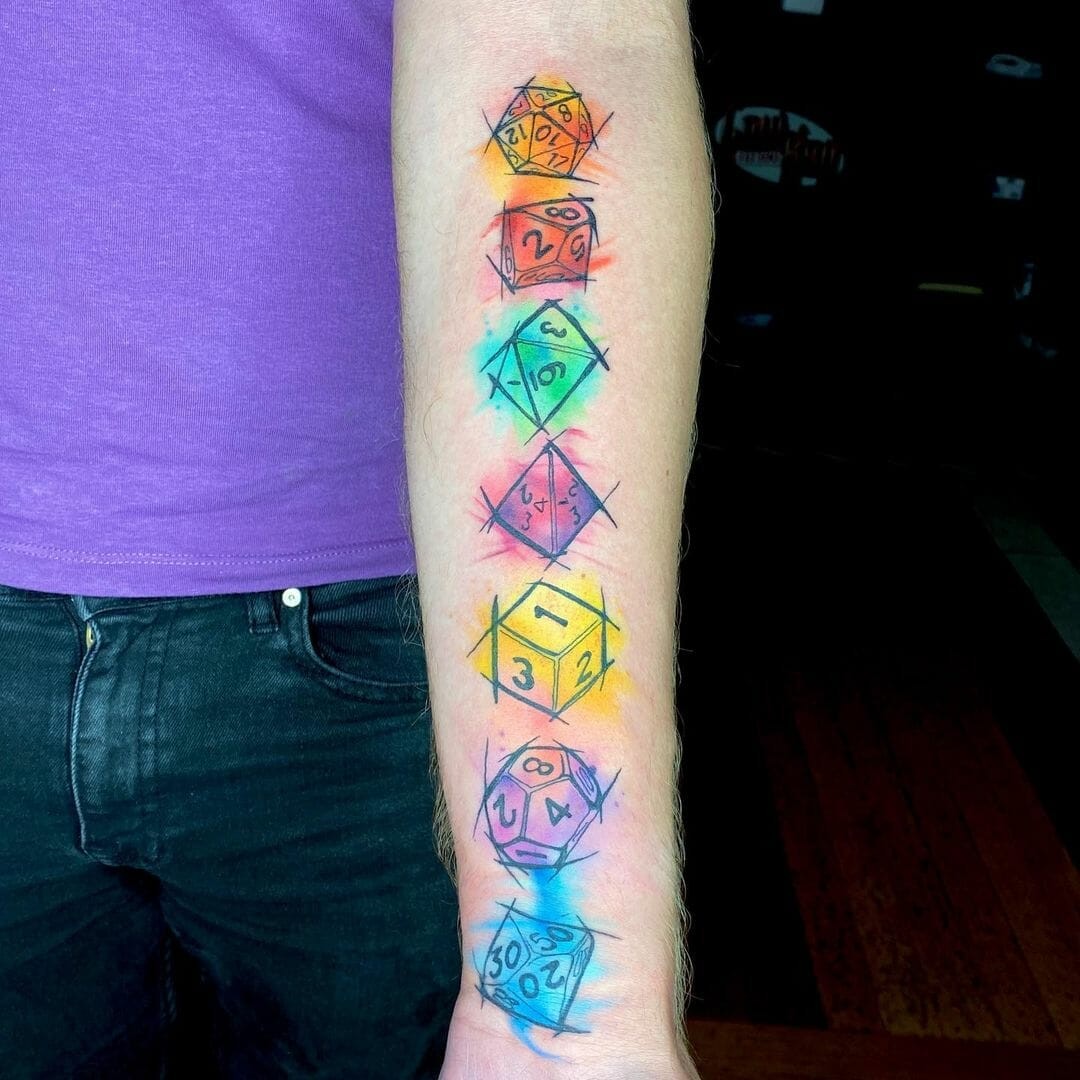 DND Dice Tattoo Design For Lovers Of Board Games