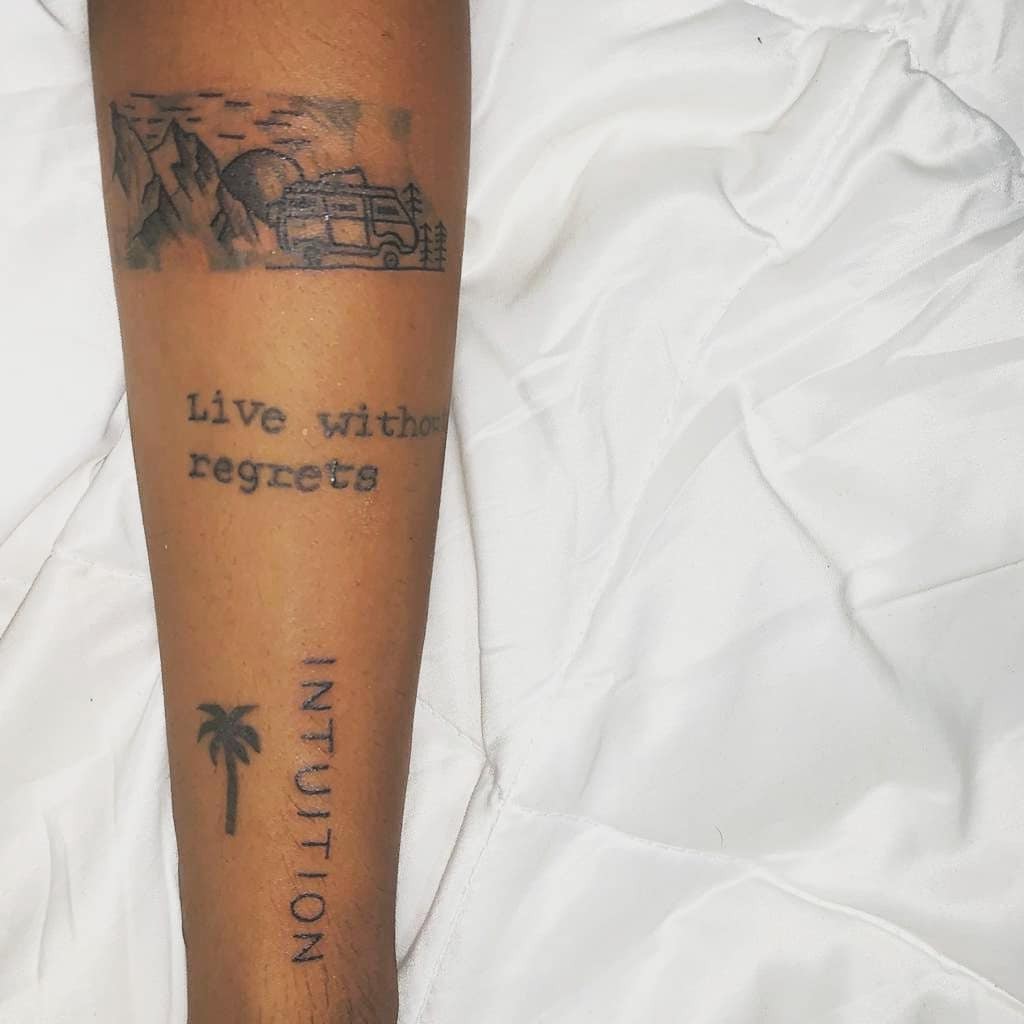 Powerful Yet Simple No Ragrets Temporary Tattoo For Arm Placement