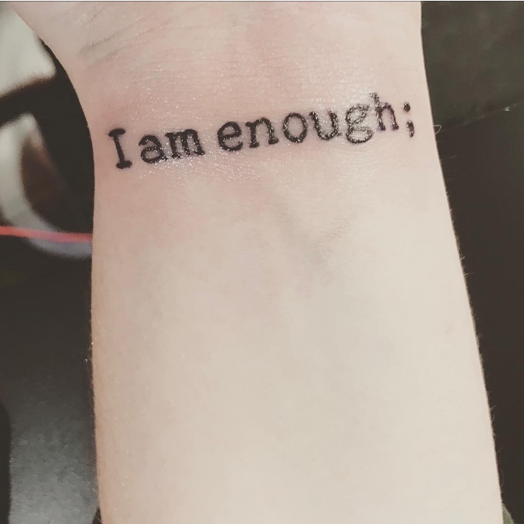 Small Body Art I Am Enough Wrist Tattoo